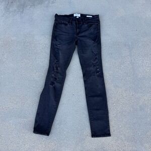 FRAME Size 28 Le Skinny Jeans Women Black Distressed Denim
